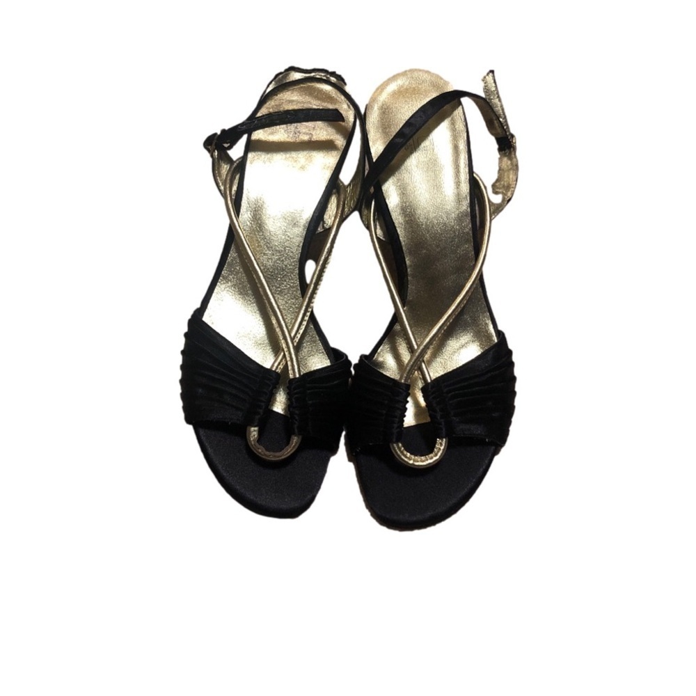 JLO Gold and Black High Heel Sandals Size 9M